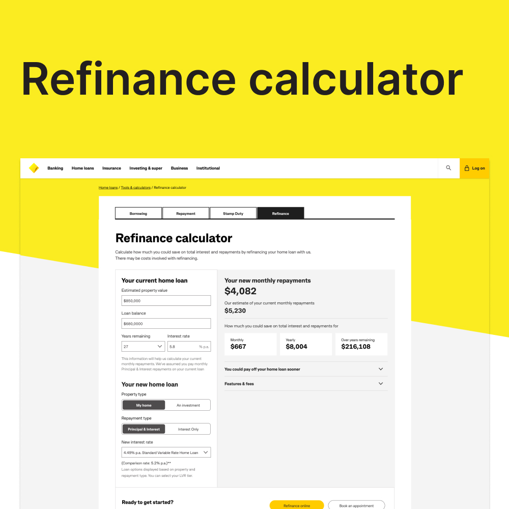 Image of refinance calculator entry